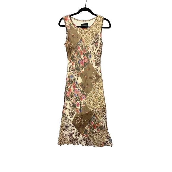 connected apparel Dresses & Skirts - Connected Apparel Y2K Style Beaded Floral Patchwork Midi Dress Size Small Boho